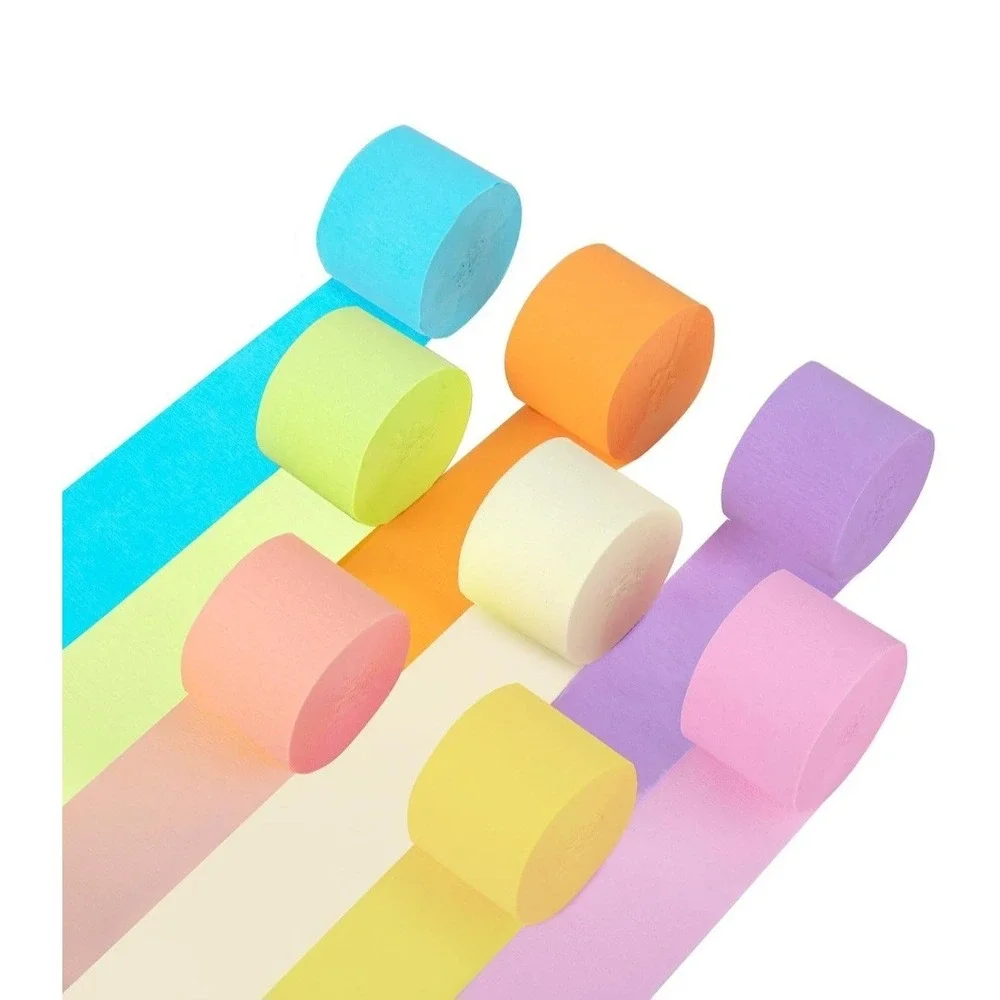 Crepe Paper Streamers 8 Rolls Pastel Colors Party Decorations 82ft Each New